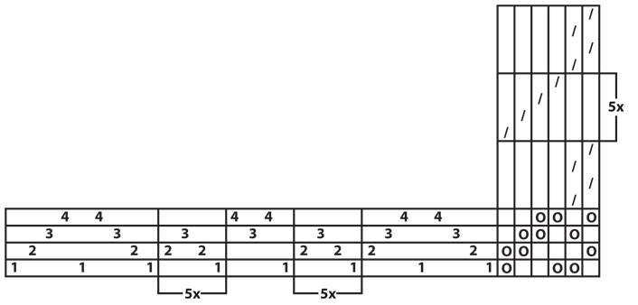 Weaving draft with brackets